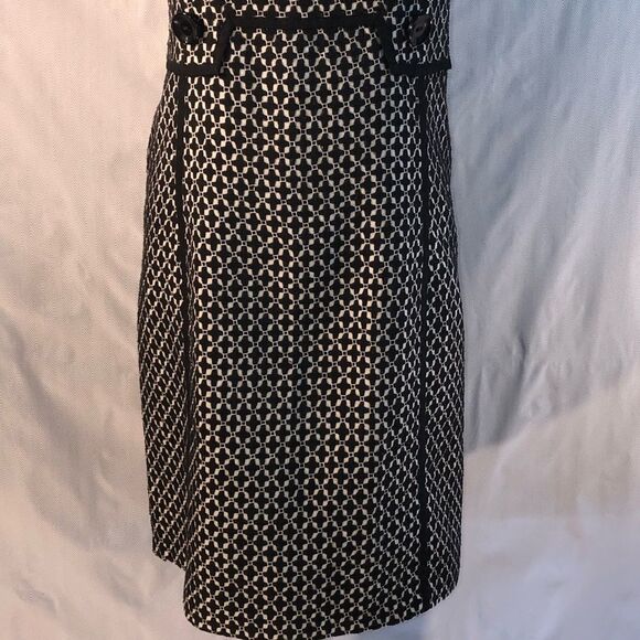 Anthropologie Beth Bowley White Sleeveless Sheath Dress with Black Embroidery 4 - Picture 3 of 9